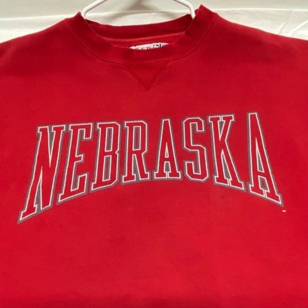 Vintage Nebraska Cornhuskers Sweatshirt Men's XXL Red 90s Gear For Sports Cotton - Picture 16 of 16